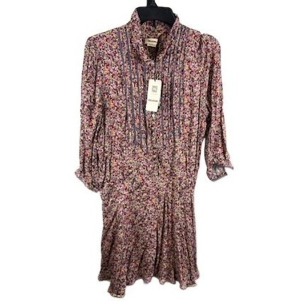 Zadig & Voltaire Floral Long Sleeve Dress in Multicolor (Pink, Purple, Blue)